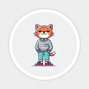 Funny Chilled Orange Cat, Love Cats Magnet